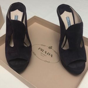Prada purple suede mules in size 7
